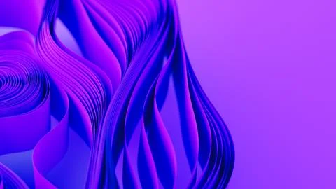 Violet layers of cloth or paper warping. Abstract fabric twist. 3d render Stock Illustration