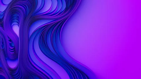 Violet layers of cloth or paper warping. Abstract fabric twist. 3d render Stock Illustration