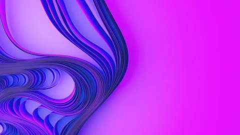 Violet layers of cloth or paper warping. Abstract fabric twist. 3d render Stock Illustration