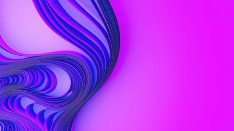 Violet layers of cloth or paper warping. Abstract fabric twist. 3d render Stock Illustration