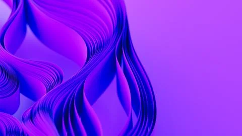 Violet layers of cloth or paper warping. Abstract fabric twist. 3d render Stock Illustration