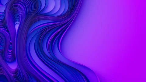 Violet layers of cloth or paper warping. Abstract fabric twist. 3d render Stock Illustration