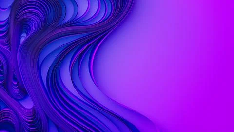 Violet layers of cloth or paper warping. Abstract fabric twist. 3d render Stock Illustration