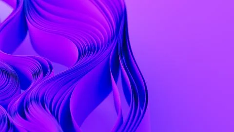 Violet layers of cloth or paper warping. Abstract fabric twist. 3d render Stock Illustration
