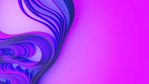 Violet layers of cloth or paper warping. Abstract fabric twist. 3d render Stock Illustration