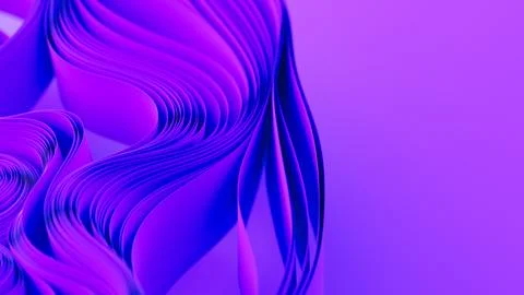 Violet layers of cloth or paper warping. Abstract fabric twist. 3d render Stock Illustration