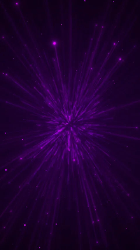 Violet light explosion background fast particle trails, glowing dots, deep dark Stock Footage 340402224