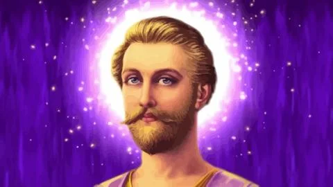 Violet light glow flame St Germain illustration holy spiritual Illustrazione stock