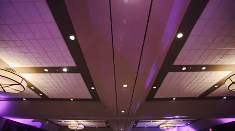 Violet lights illuminate ceiling of rich Hindu restaurant Stock Footage 68681670