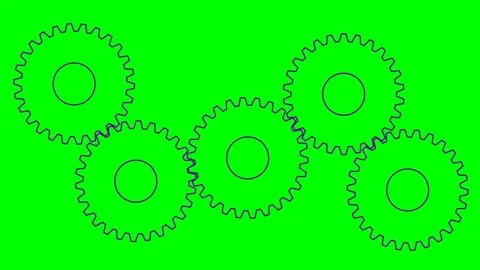 Violet line gears spin green Stock Footage 252284680