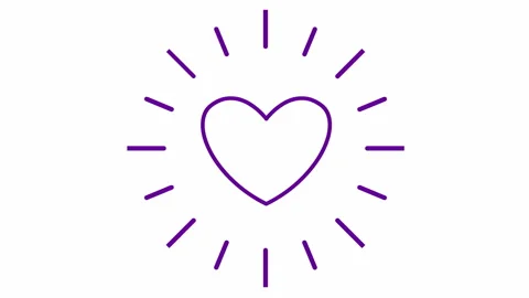 Violet line heart ray white Stock Footage 233360423