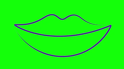 Violet line lips green Stock Footage 266155037