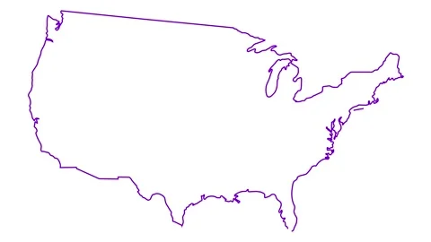 Violet line USA map white Stock Footage 274410895