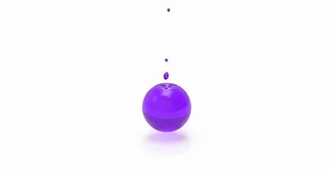 Violet Liquid Pours an Invisible Ball. 3D Animation of Loading Screen. Stock Footage 112994631