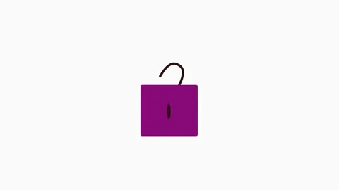 Violet lock unlock animation symbolizing secure access, authentication, or .. Stockbeeldmateriaal 308095359