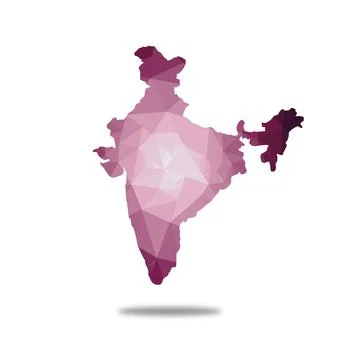 VIOLET low poly India map in geometric polygonal,mosaic style.Abstract tessel 스톡 일러스트