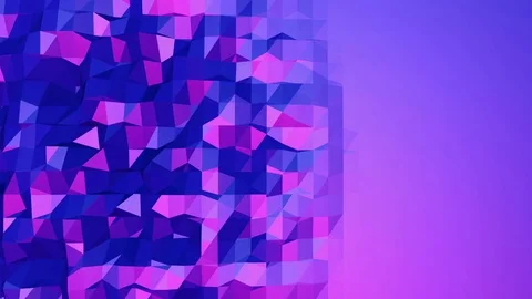 Violet low poly waving surface as psychedelic background. Violet geometric Stock Footage 77029656