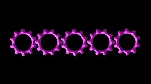Violet metal wheels with interconnected cogs background Illustrazione stock