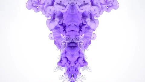 A violet mirrored ink figure resembles a theatrical mask Stock Footage 338103454