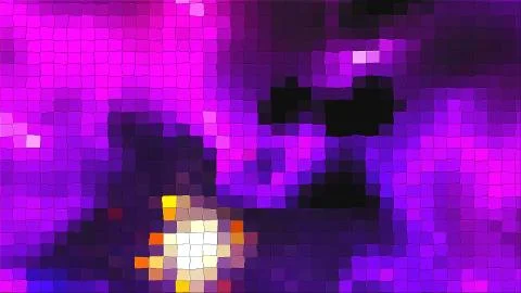 Violet mosaic with flash effect and square particles, computer generated Ilustración de archivo