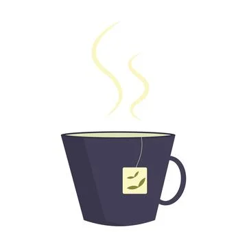 A violet mug with hot tea. Tea bag icon Stock Illustration
