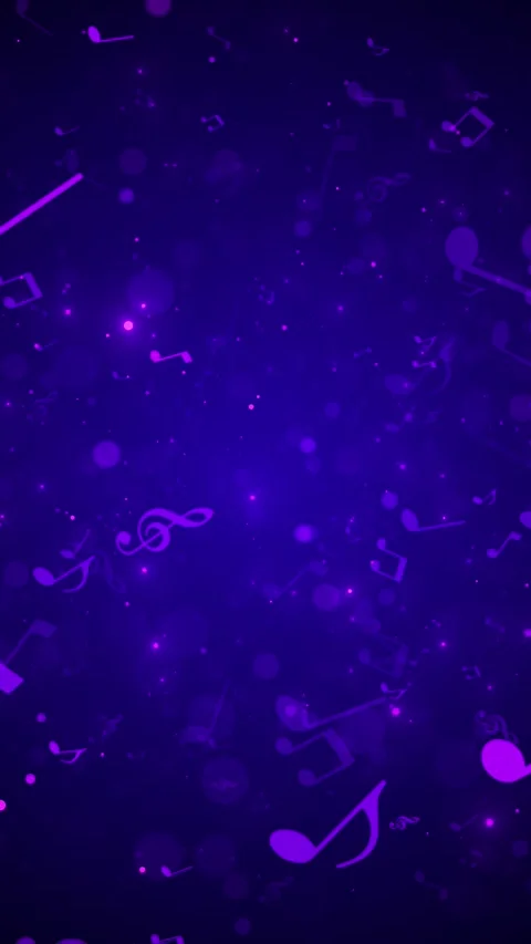 Violet musical particle background scattered notes, glowing dots, soft nightclub Stock Footage 340417768