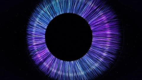 Violet Nebula Iris Fiber Macro Eye Scan Pupil Bloom Stock Footage 343257240