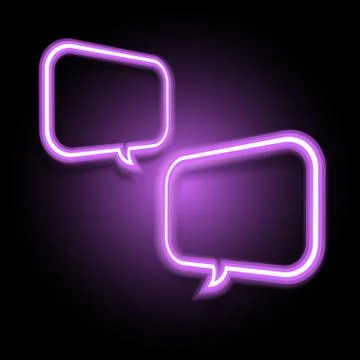 Violet neon speech bubble on dark background Stock Illustration