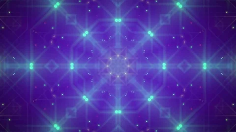 Violet Neon Stars Intricate Kaleidoscope Motion Background Loop Stock Footage