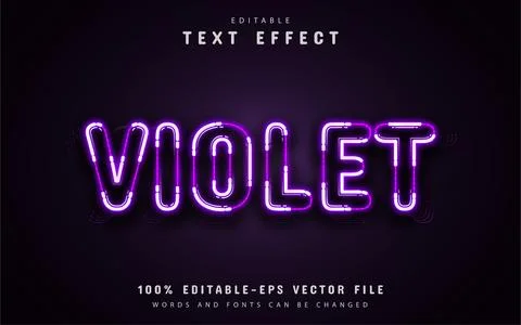 Violet neon style text effect editable Stock Illustration
