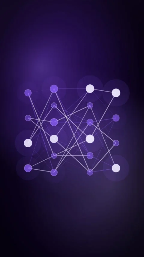 Violet Neural Network Layers Firing Vertical Seamless Loop Animated Background Stock Footage 344007338