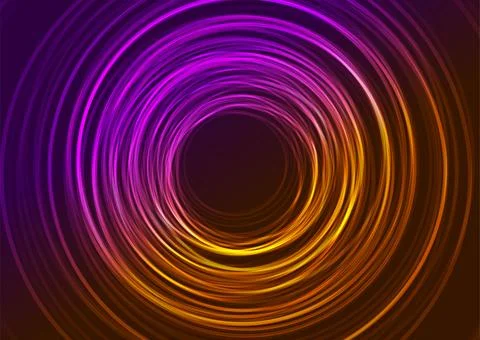 Violet orange minimal round lines abstract futuristic tech background Stock Illustration