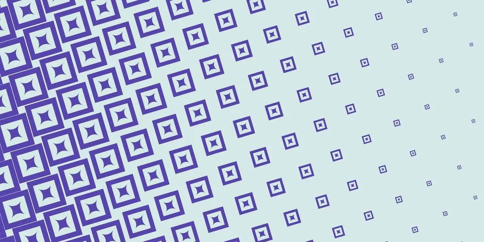 Violet outlined diamond tiles gradually fade into a pale blue field, creati.. Stock Illustration