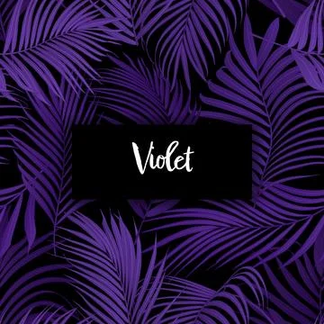 Violet palm leaf vector seamless pattern Stock Illustration
