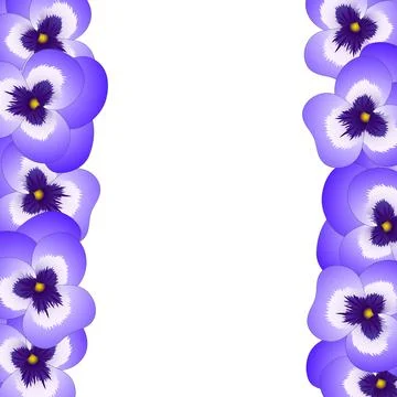 Violet Pansy Flower Border Stock Illustration