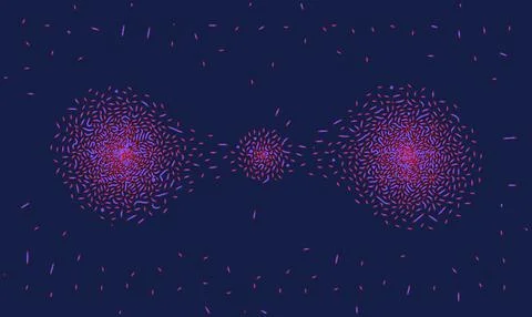 Violet Particle Waves with Three Pink Glows Vector Background Illustrazione stock