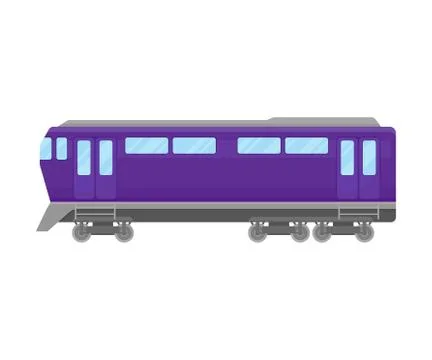 Violet Passenger Rail Coach Flat Vector Illustration Stock Illustration