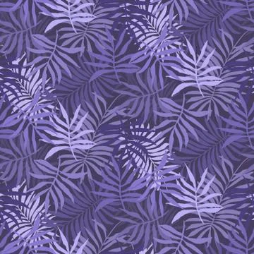 Violet pattern with mess of fern tropical leaves Stock Illustration