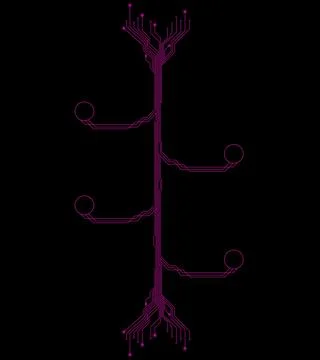 Violet PCB Tracks with copy space isolated on black background. Clipart. Stock-Illustration