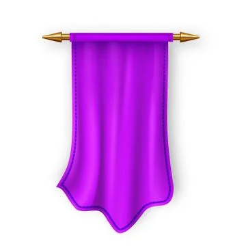 Violet Pennat Flag Vector. Empty Template. Pennon Fabric Blank. Heraldic 3D Stock Illustration
