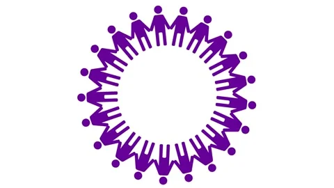 Violet people circle white Stock Footage 255859619