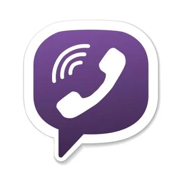 Violet phone handset in speech bubble icon Stock Illustration