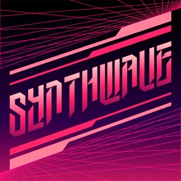 Violet pink pattern with the inscription synthwave Stock Illustration