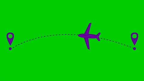 Violet plane destination green Stock Footage 234076340