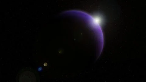 Violet planet with Rising Sun Stock Illustration