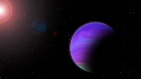 Violet planet with Rising Sun Stock Illustration