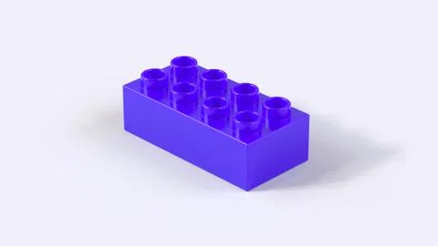 Violet Plastic Building Lego Brick on a White Background. Stock Illustration
