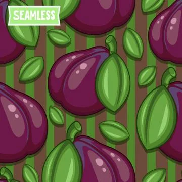 Violet Plum. Seamless pattern Stock Illustration