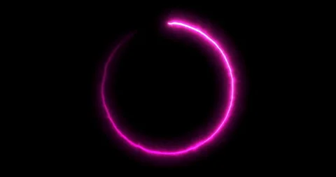 Violet, purple pink ring of fire appears on black background, concept of magic Stock Footage 288220444