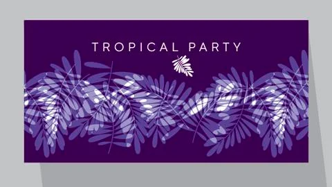 Violet purple tropical pattern vector illustration for card, invitation, post Stock Illustration